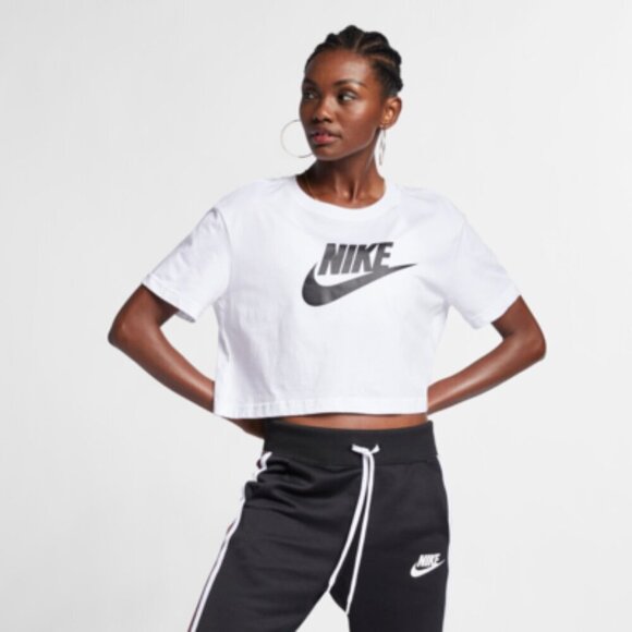 Nike White Large Logo XS Crop Top - Picture 1 of 8
